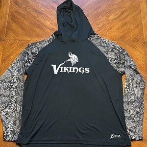 Zubaz Men's Black and Gray Minnesota Vikings Long Sleeve hoodie Tee
